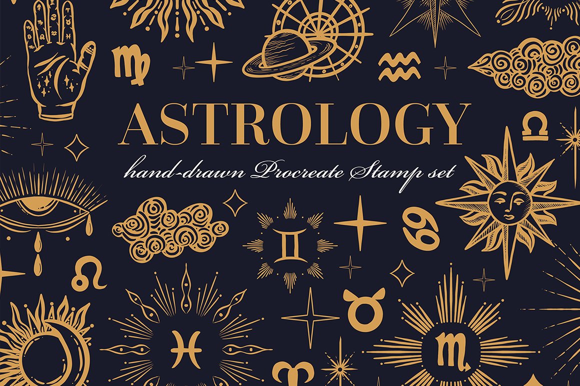 Astrology and Zodiac Signs Procreate Stamps Set