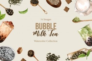 Bubble Milk Tea Watercolor Set