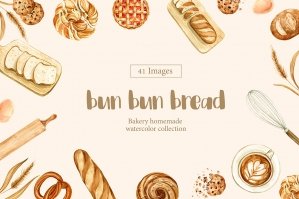 Bun Bun Bread Watercolor