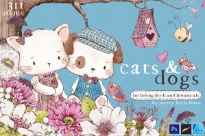 Cats & Dogs - A Loveable Illustration Collection