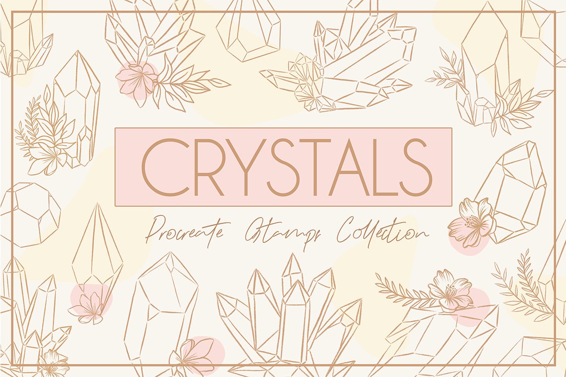 Crystal Flowers Procreate Stamps Set
