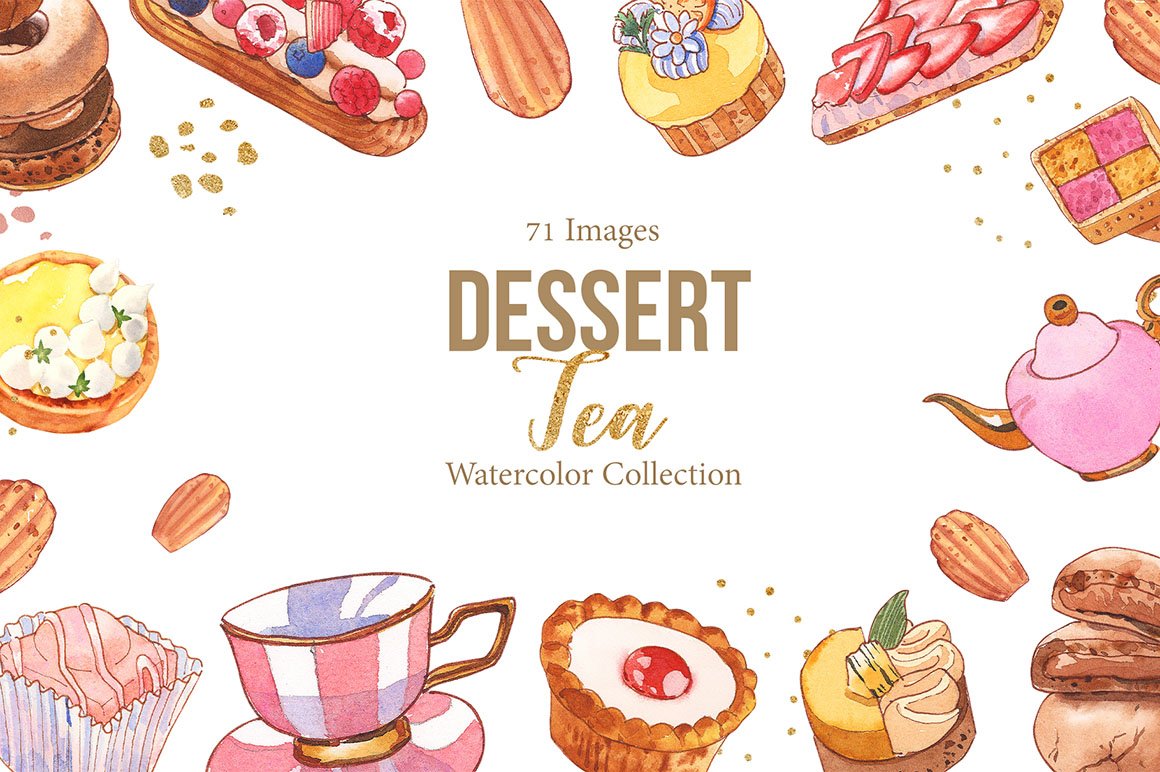 Dessert & English Tea Watercolor Set