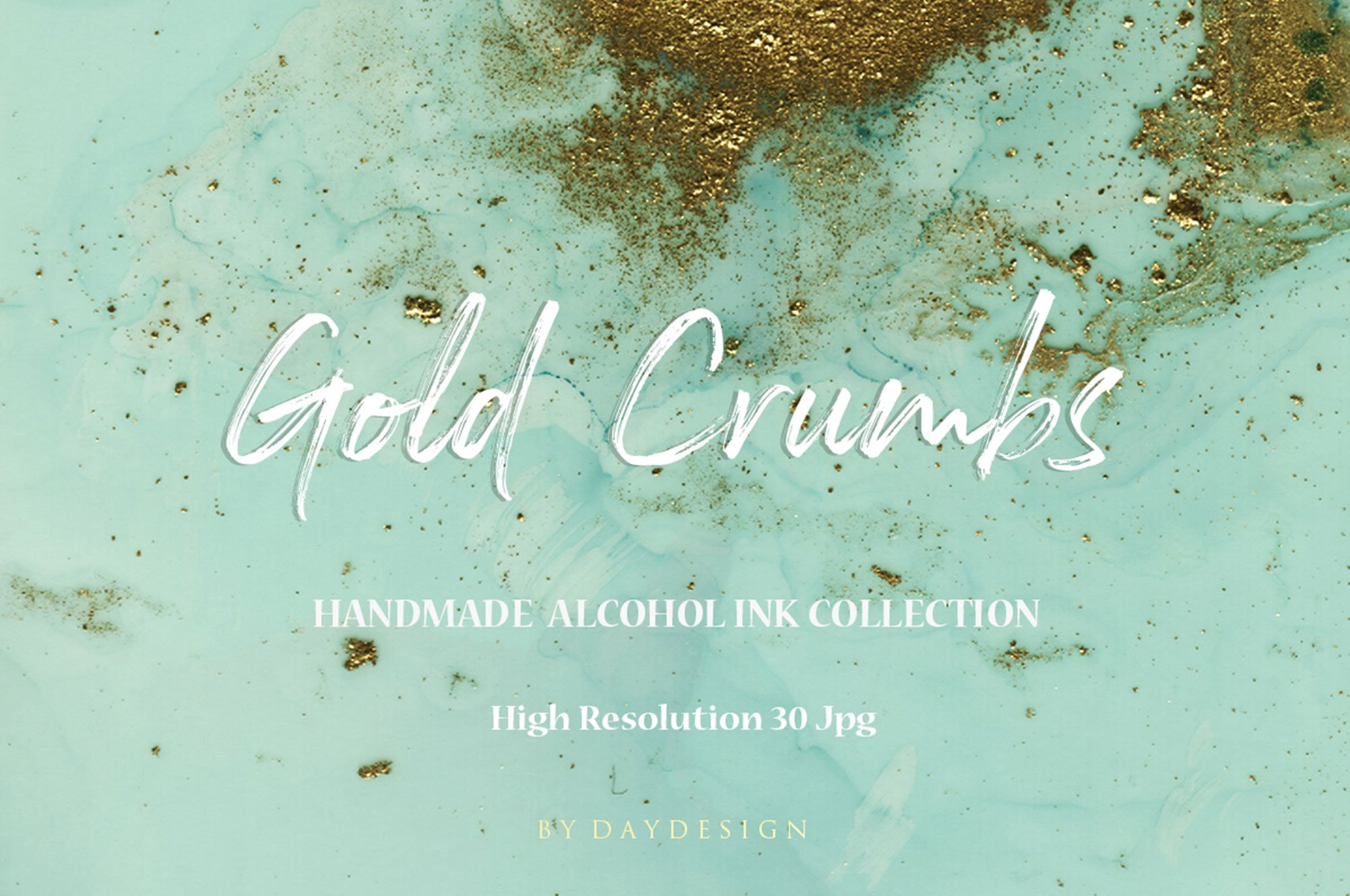 Handmade Turquoise Gold Crumbs Backgrounds
