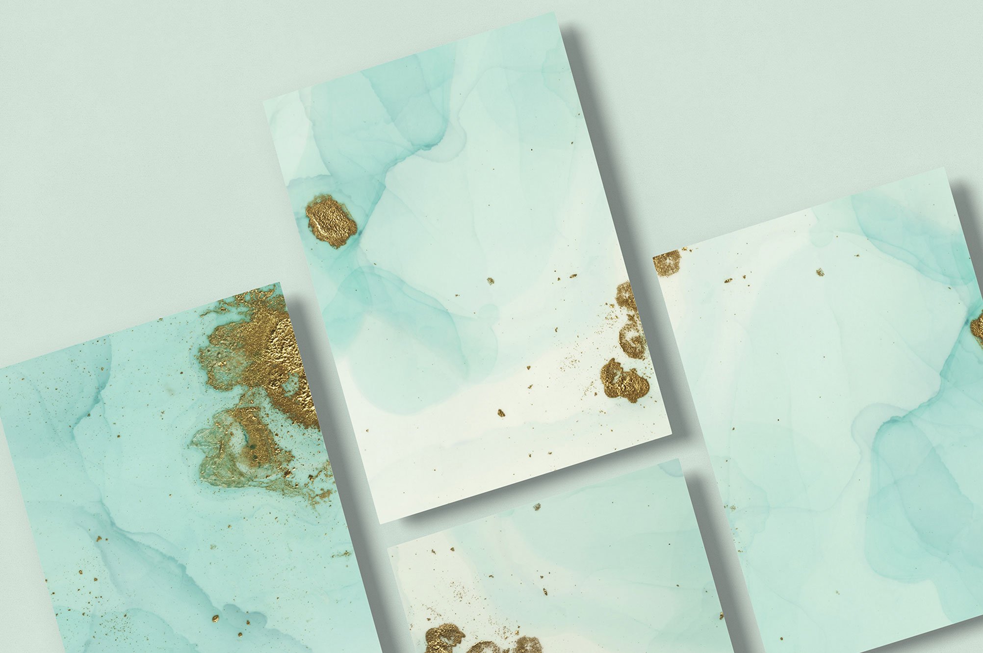 Handmade Turquoise Gold Crumbs Backgrounds