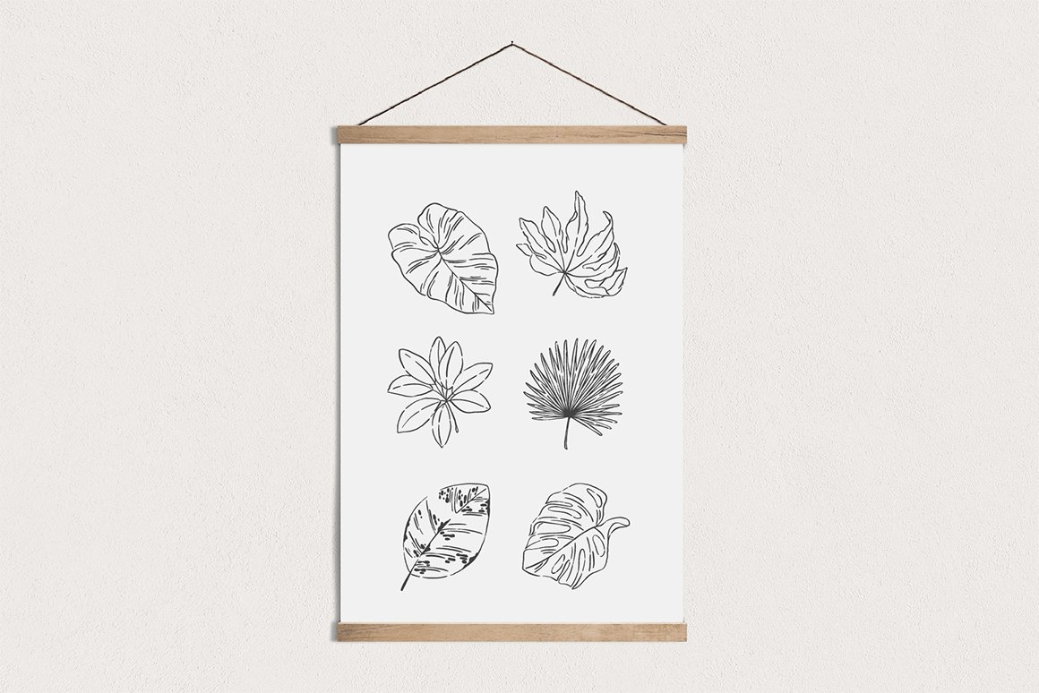 Inky Tropical Leaf Vector Illustrations