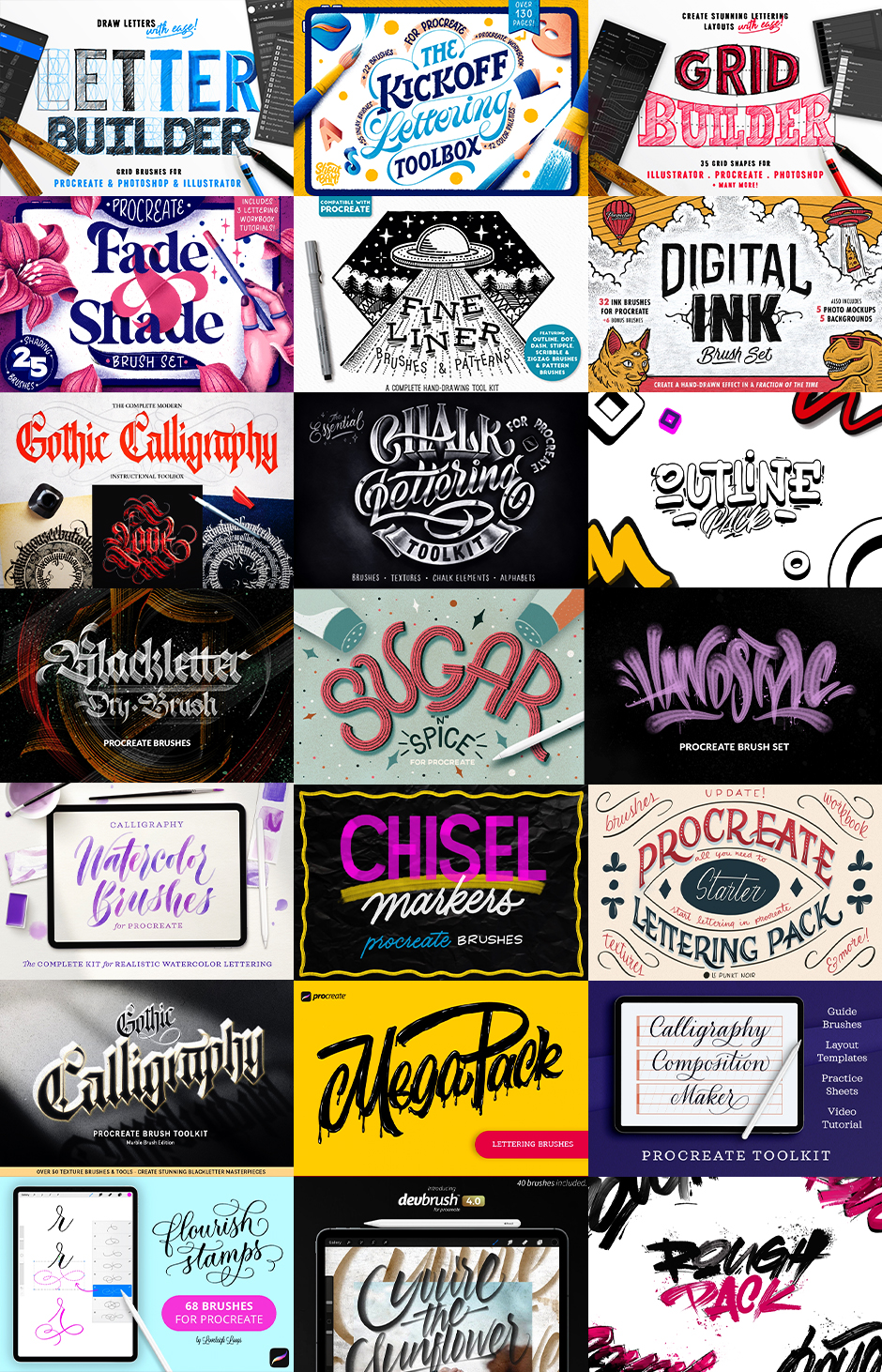 Lettering-Daily: The Colossal Procreate Brush Bundle