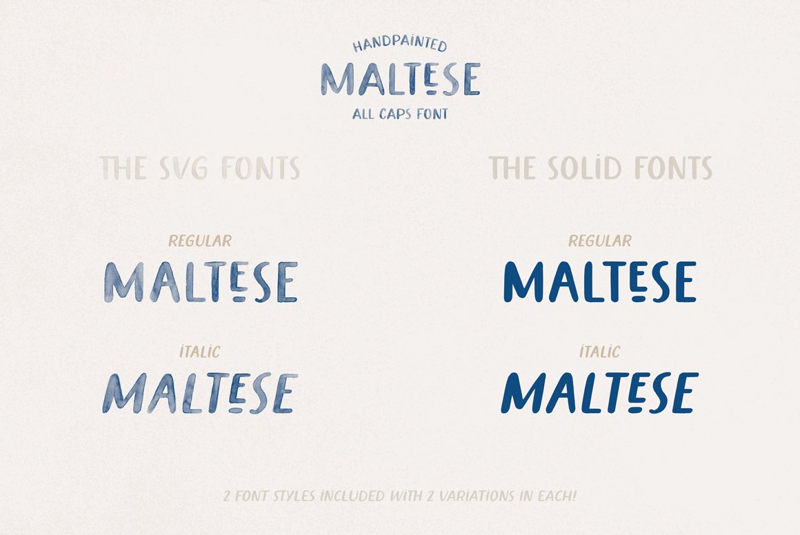 Maltese Hand Painted SVG Watercolor Font