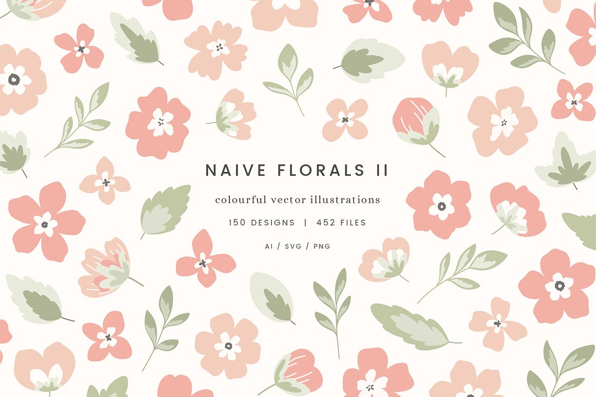 Naive Florals II Vector Illustrations