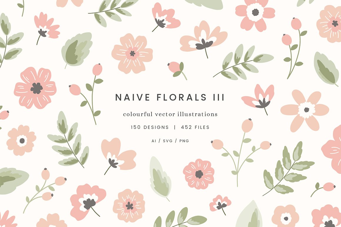 Naive Florals III Vector Illustrations