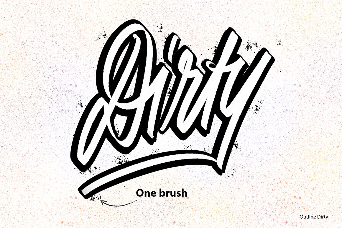Outline Shadow Lettering Brushes