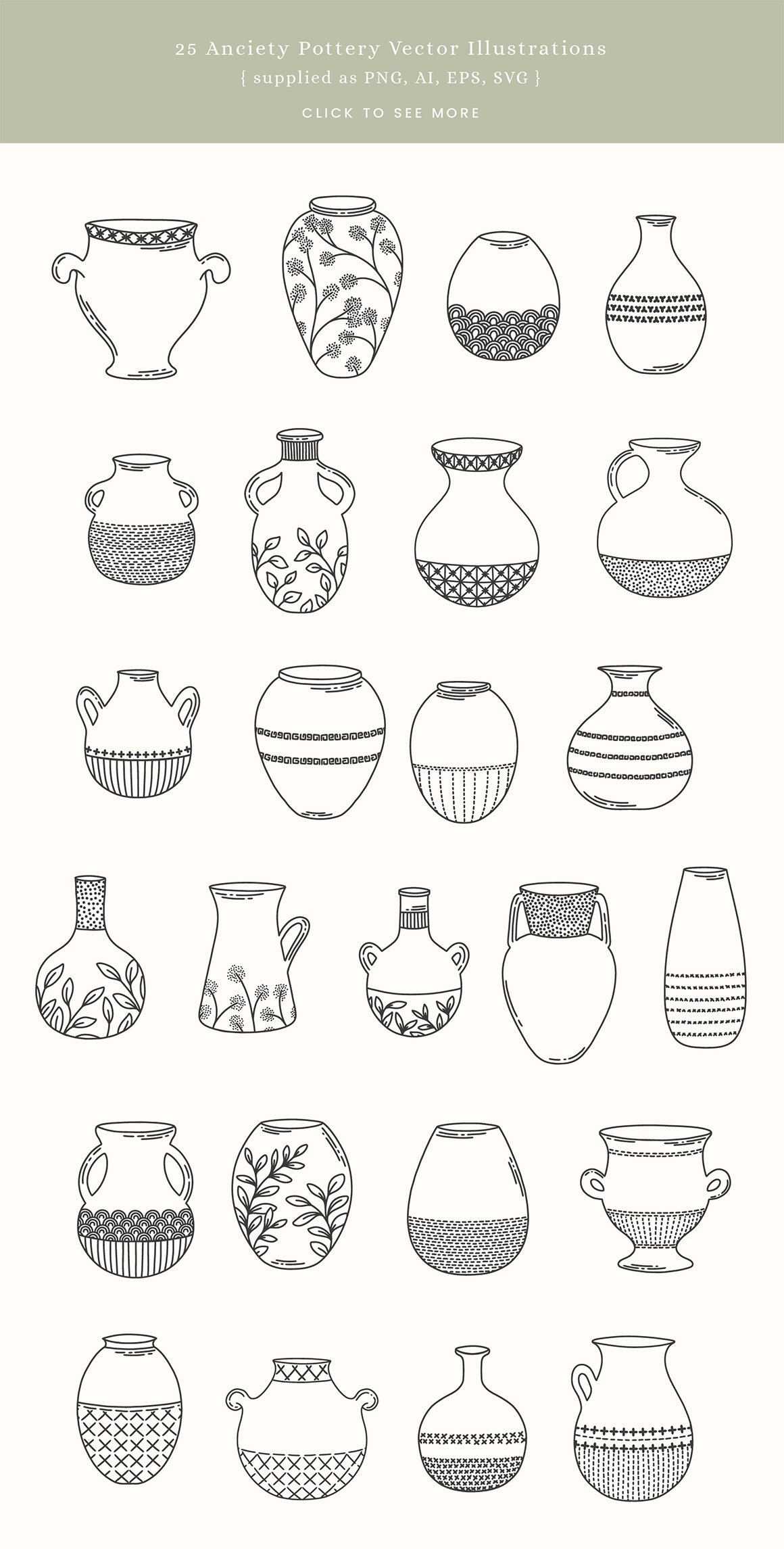 Pots & Plants Vector Illustrations
