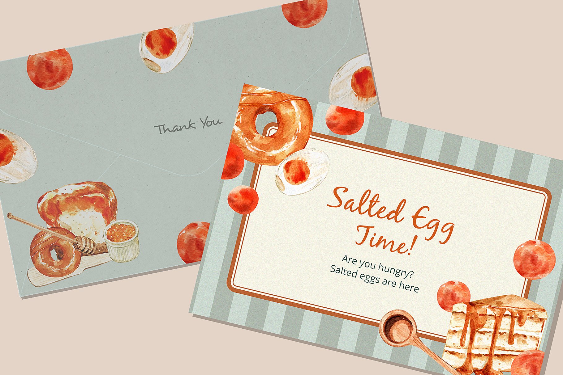 Salted Egg Food and Dessert Watercolor Collection