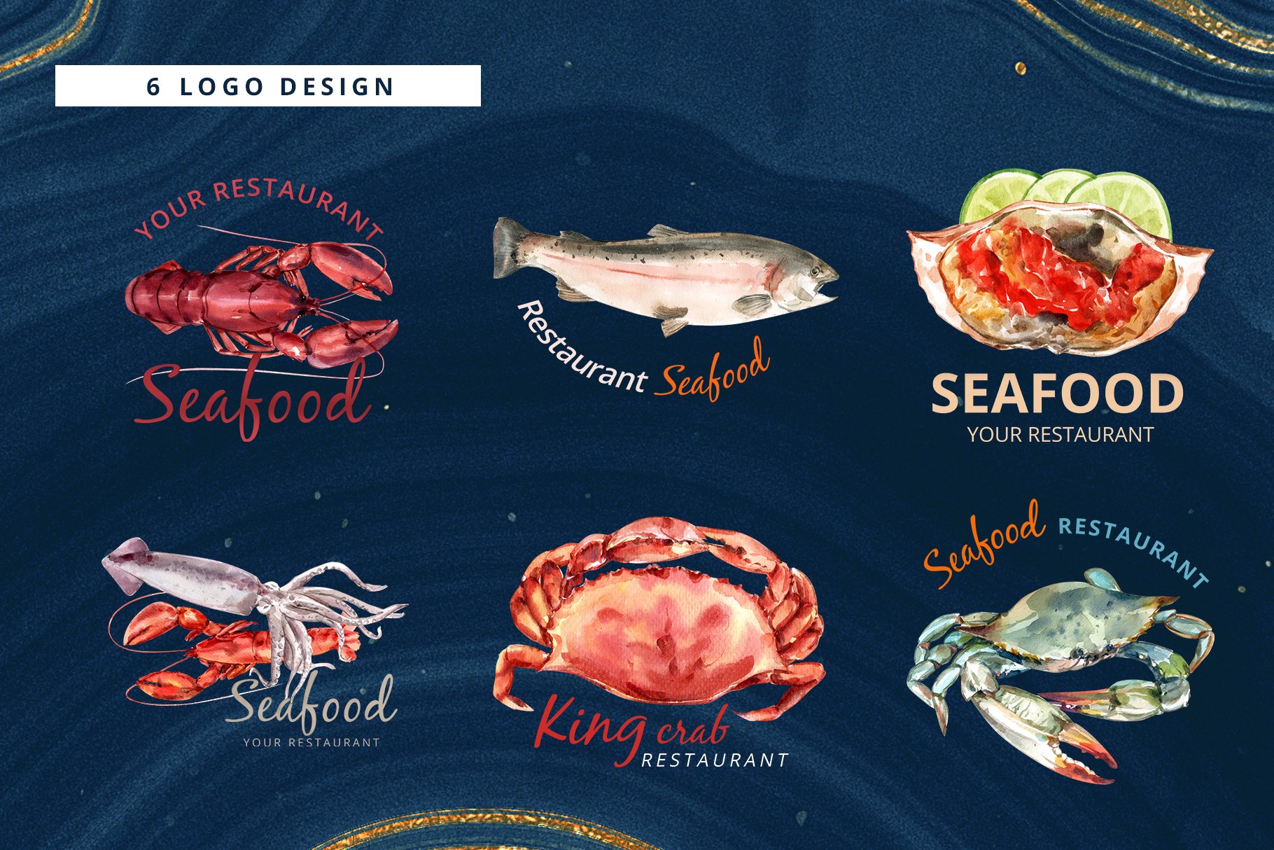 Seafood Watercolor Illustration Set