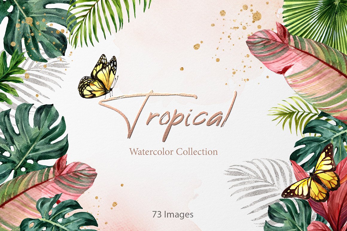 Tropical Jungle Elegance Gold Watercolor