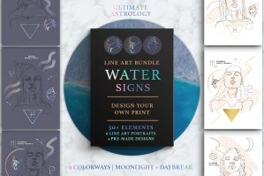 Ultimate Astrology Water Signs Illustration Bundle