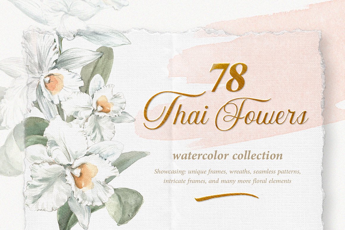 Unique Thai Flowers Watercolor