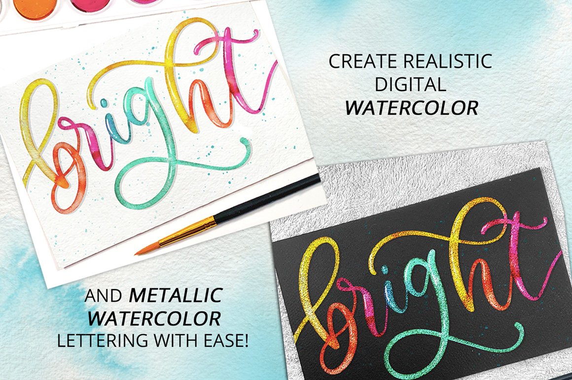 Watercolor Lettering Procreate Kit
