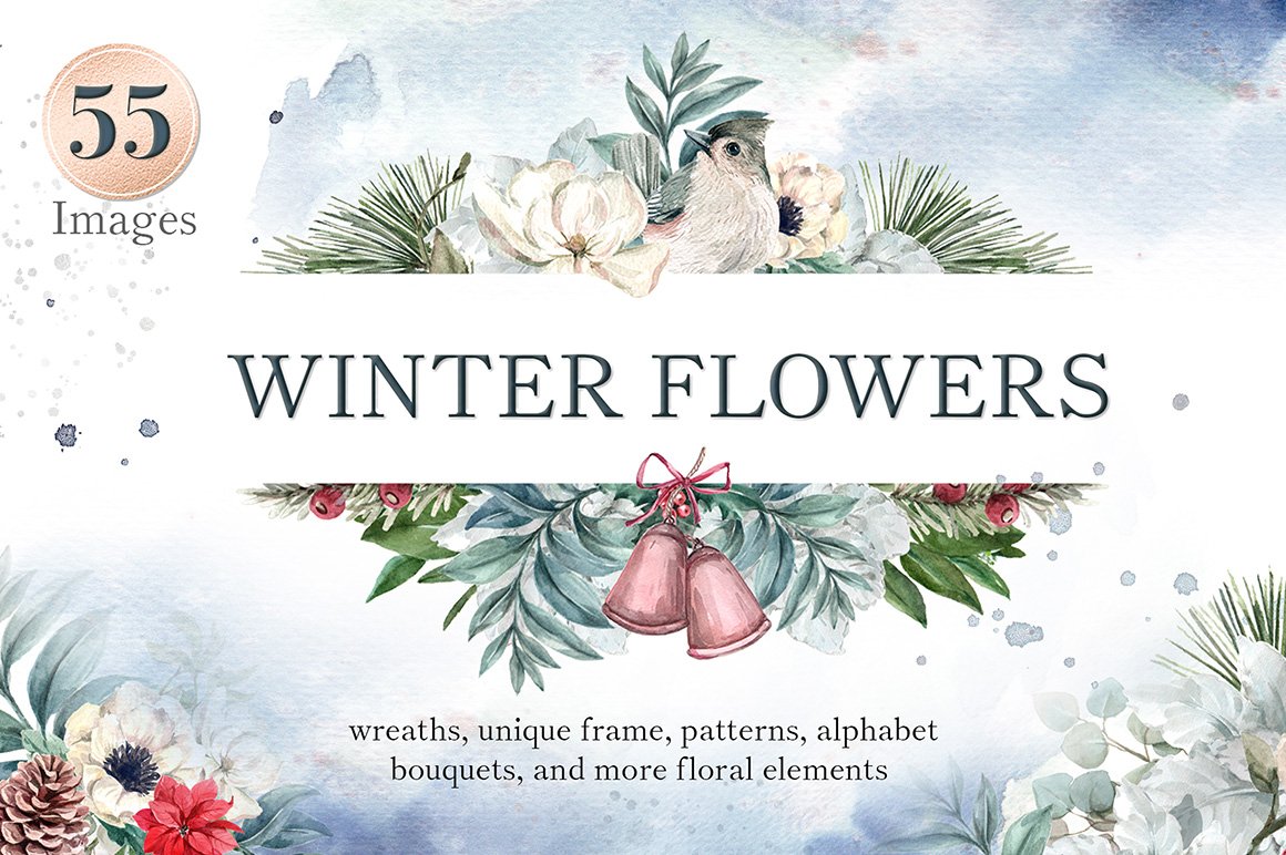 Winter Flowers Watercolor