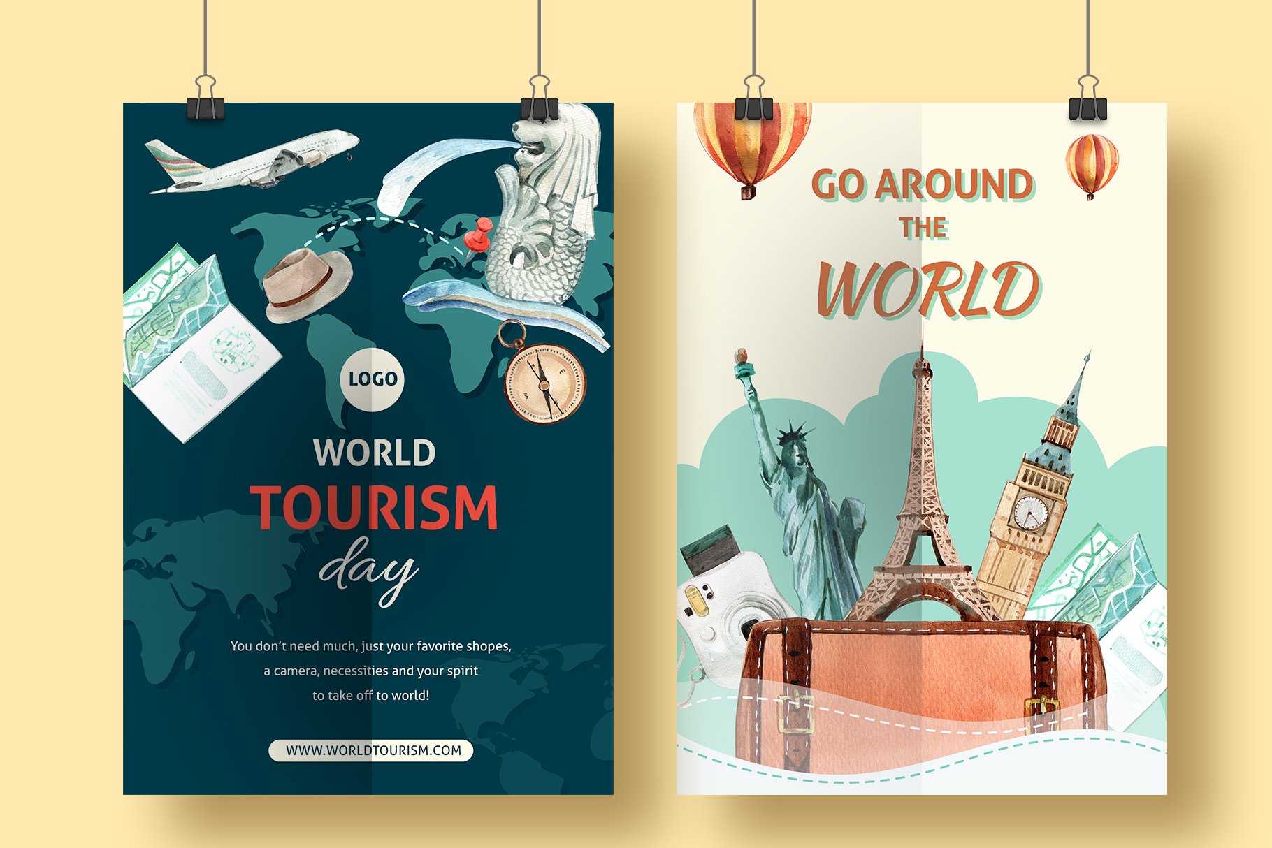 World Tourism Day Watercolor Set
