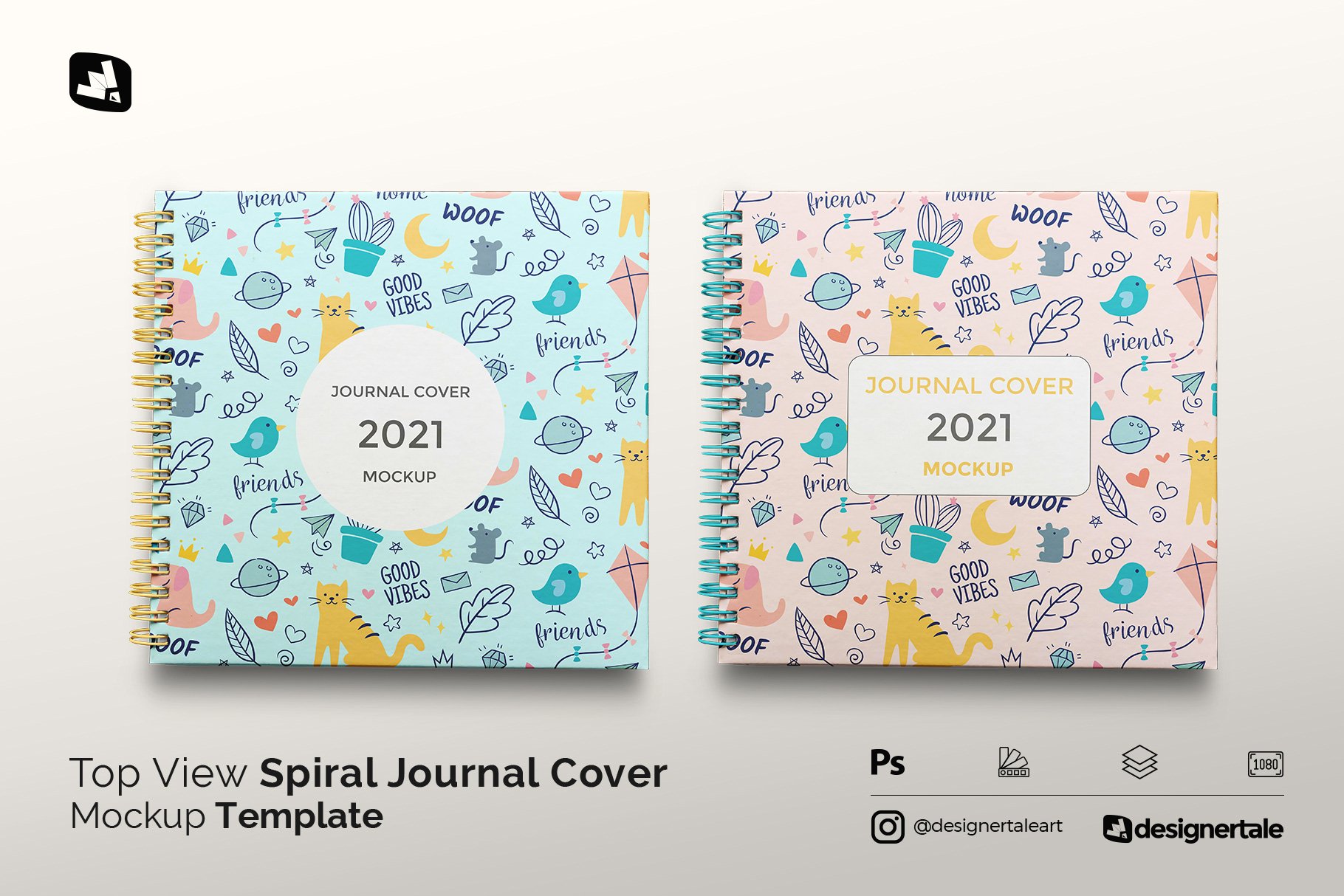 Top View Spiral Journal Cover Mockup