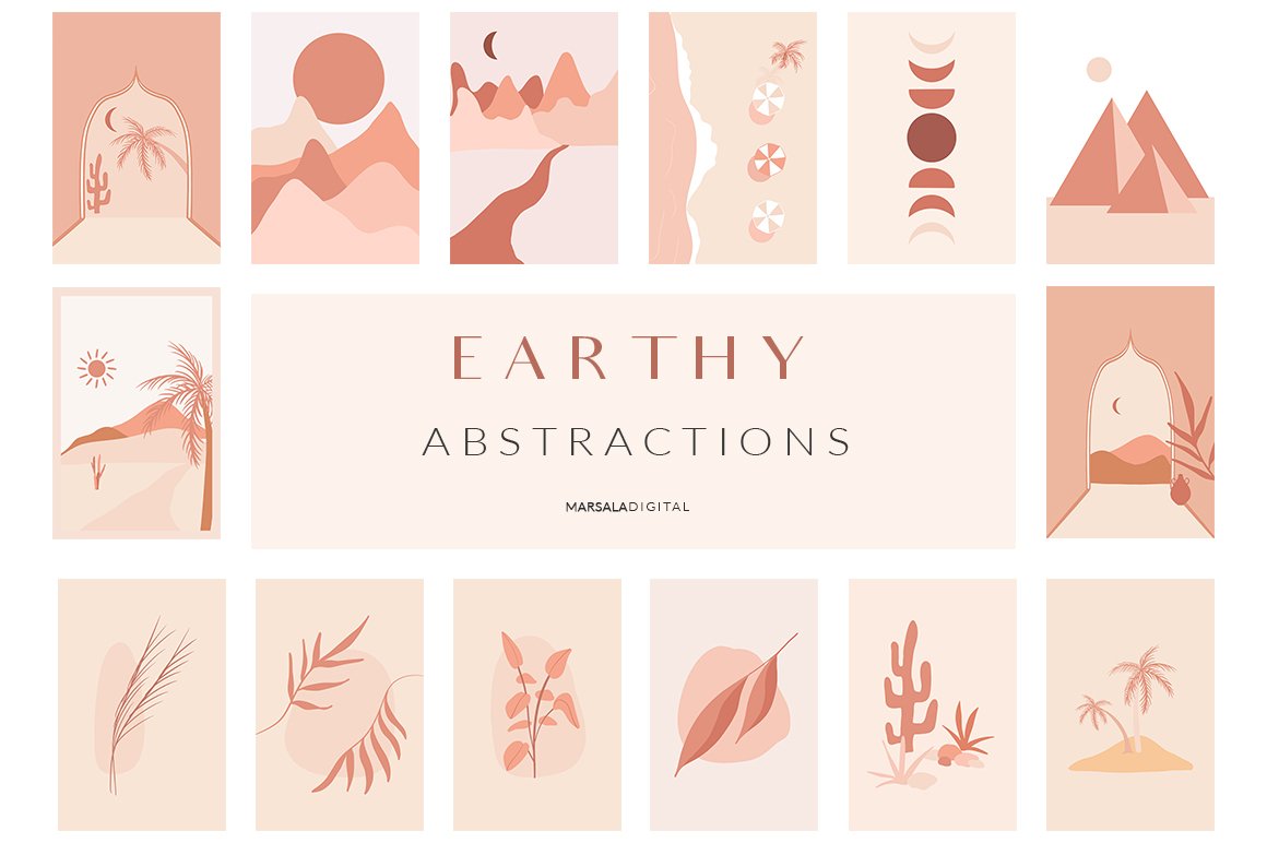 Earthy Abstractions & Prints Peachy Abstract Set