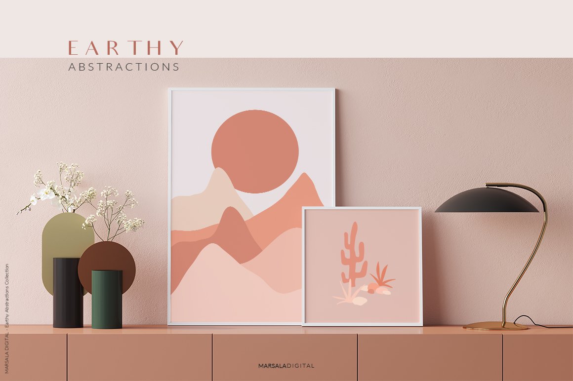Earthy Abstractions & Prints Peachy Abstract Set