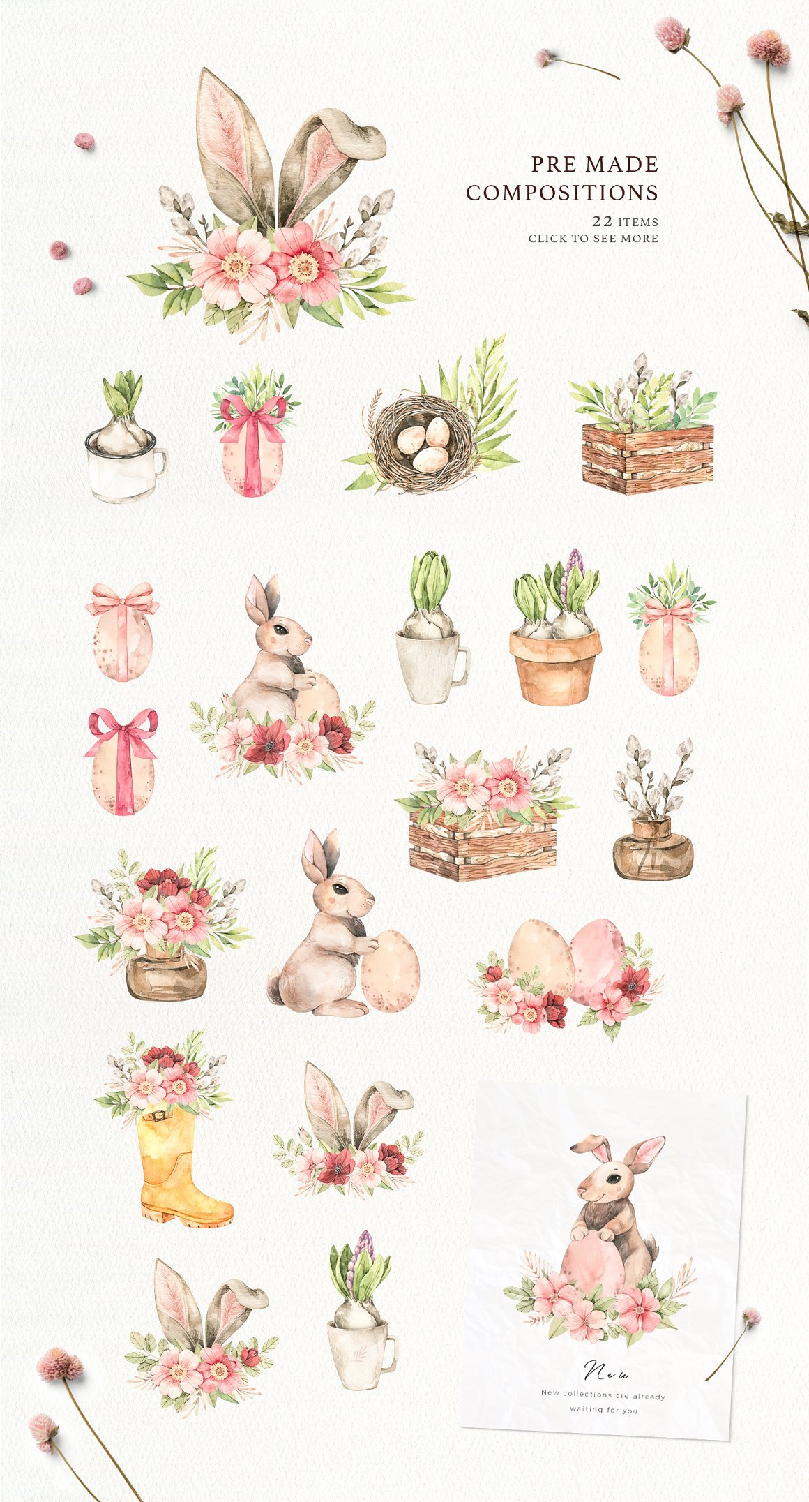 Easter Bunny - Spring Watercolor