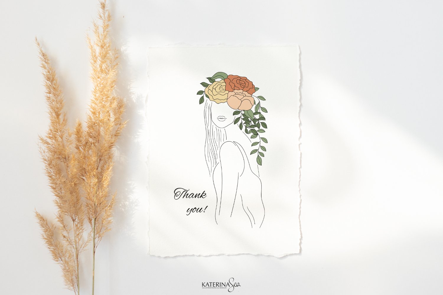 Flowering Woman Illustrations Vector Clip Art