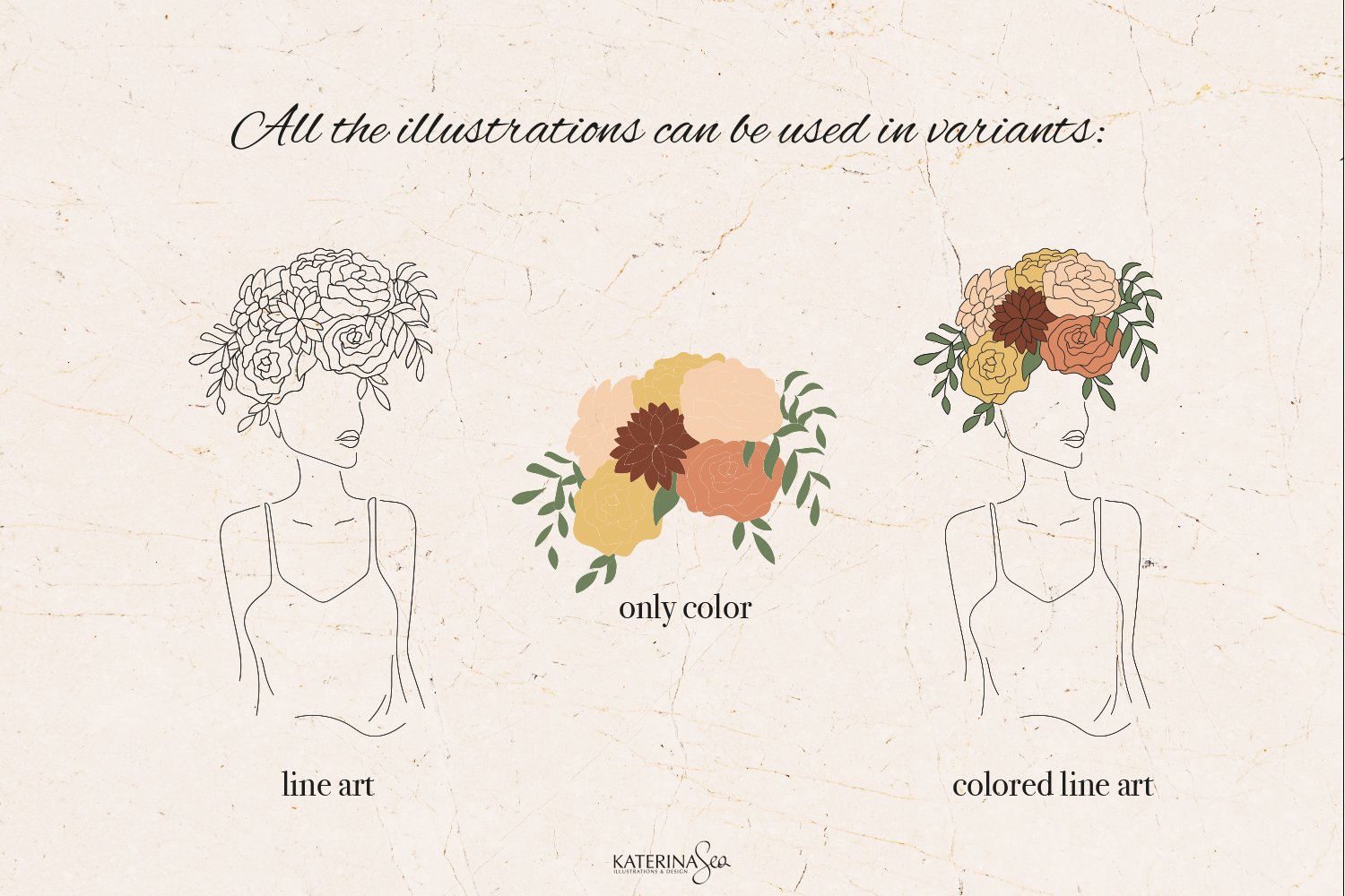 Flowering Woman Illustrations Vector Clip Art