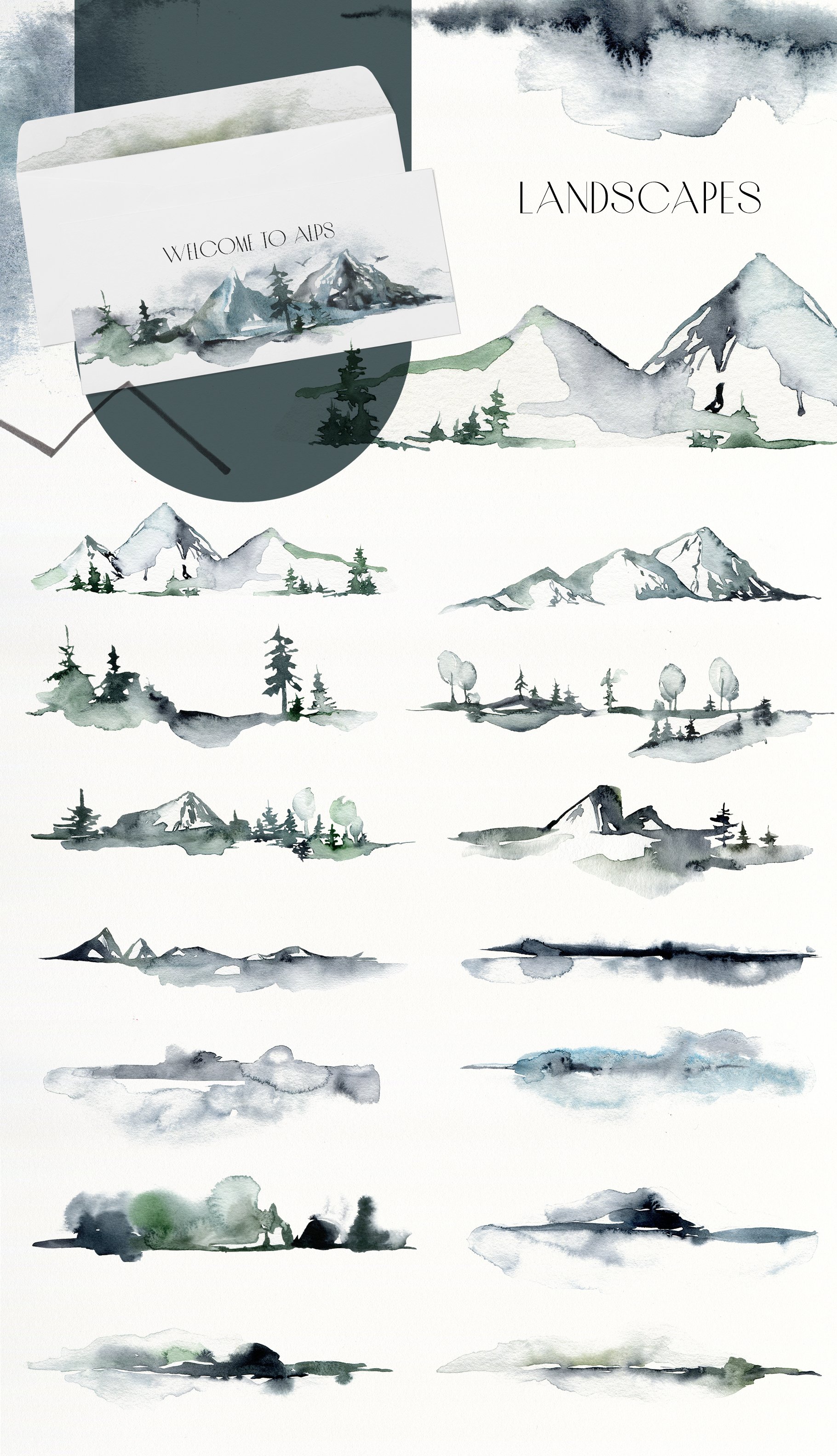 Foggy Mountains - Watercolor Abstract Collection
