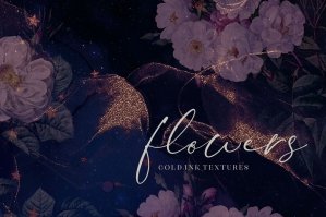 Gold Ink & Flowers Backgrounds