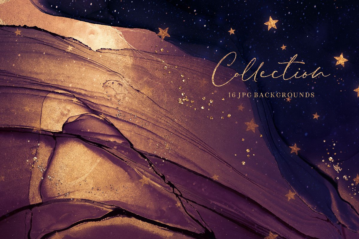 Gold Ink & Galaxy Backgrounds