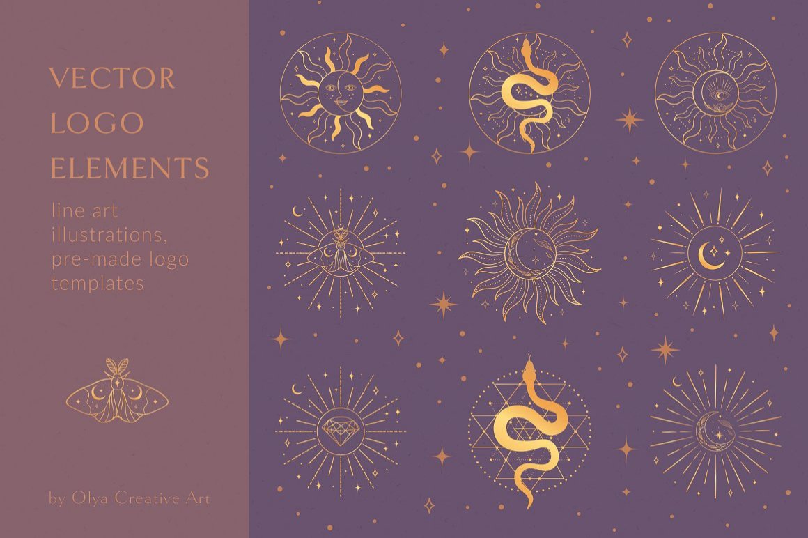 Golden Sacred Sun Logo Designs