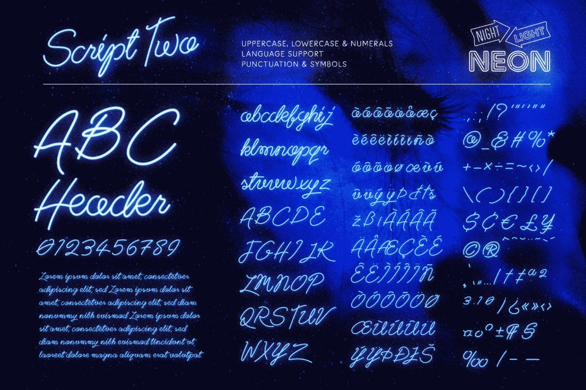 Night Light: Neon Script Font