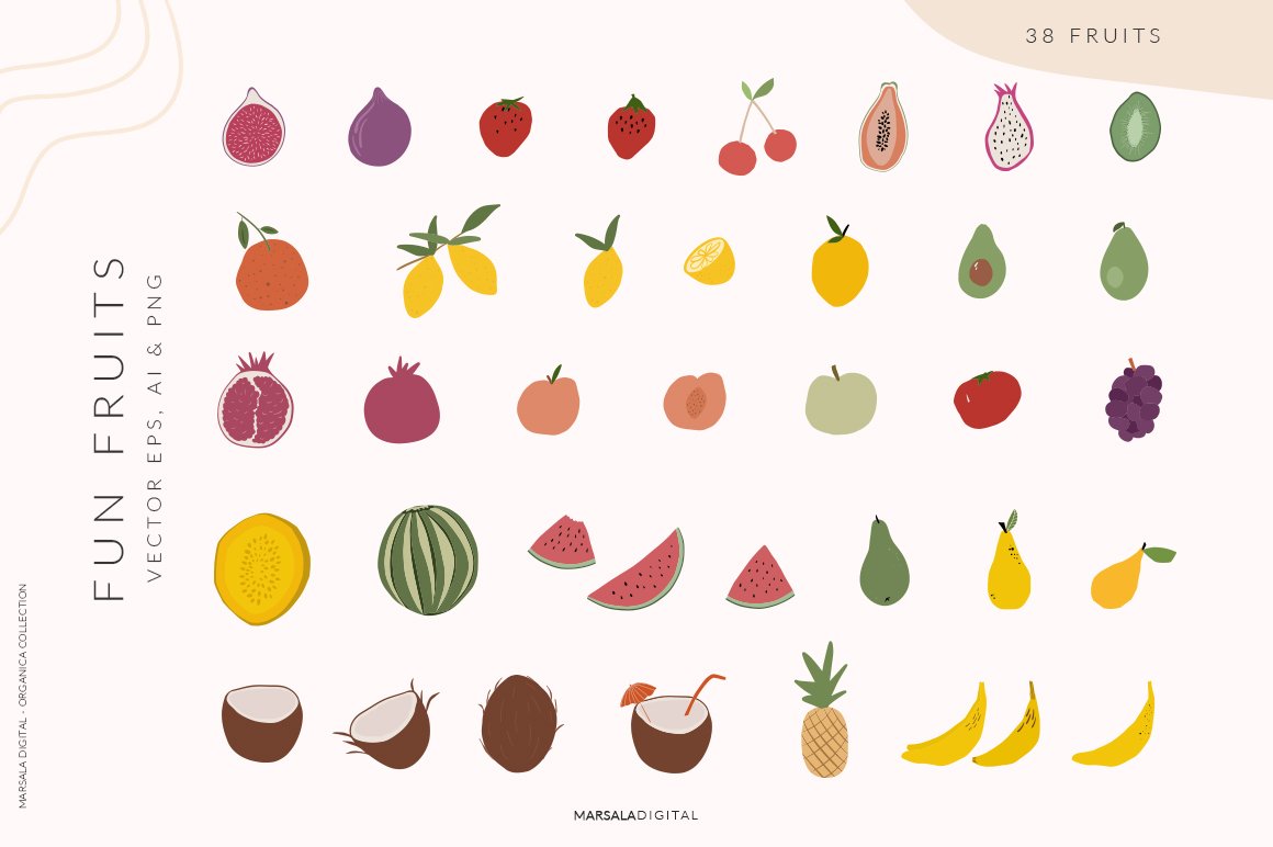 Organica Fun Fruits & Abstract Shapes Patterns