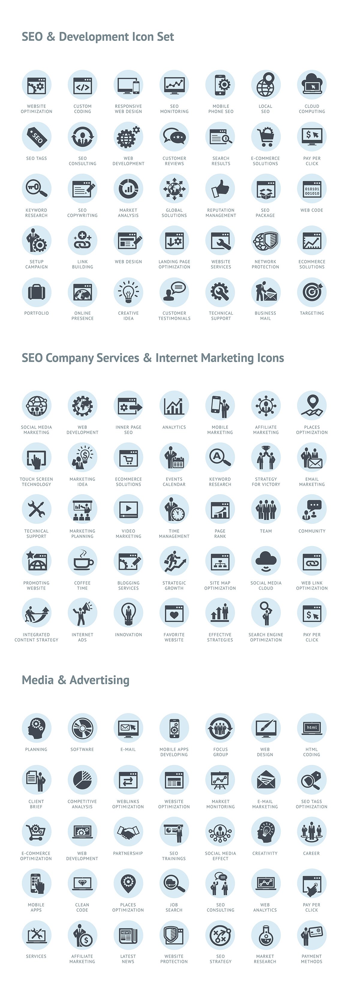 Set of Modern SEO Services Icons
