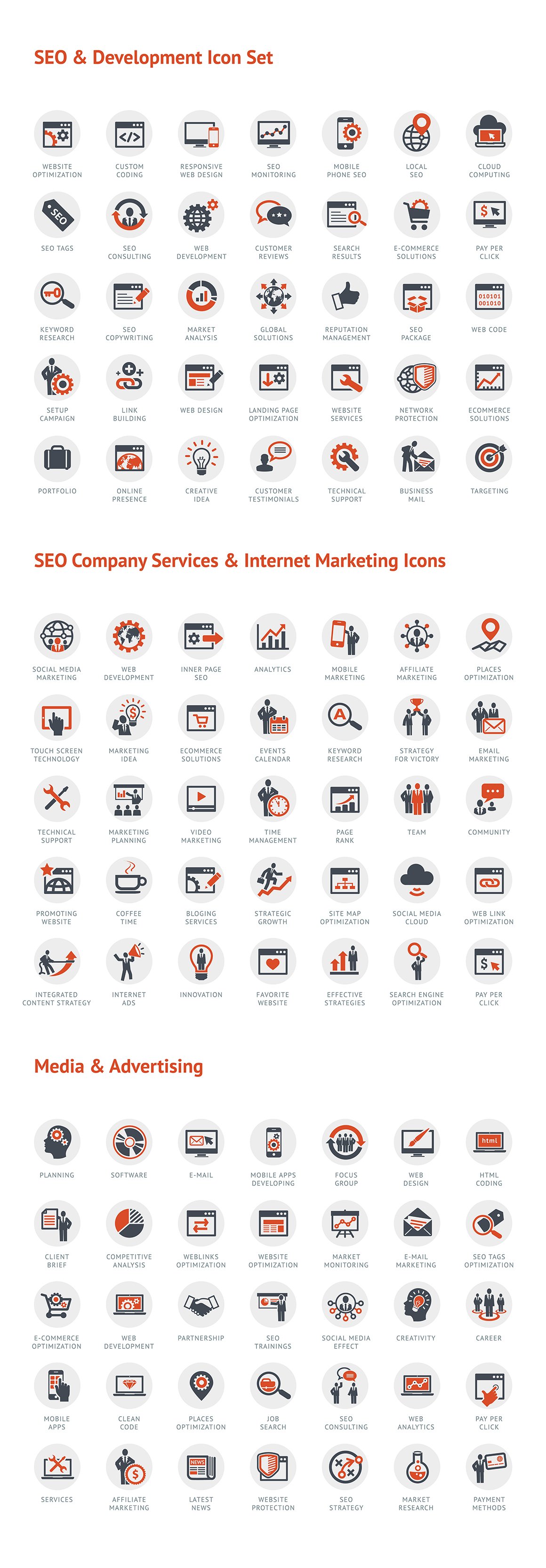 Set of Modern SEO Services Icons