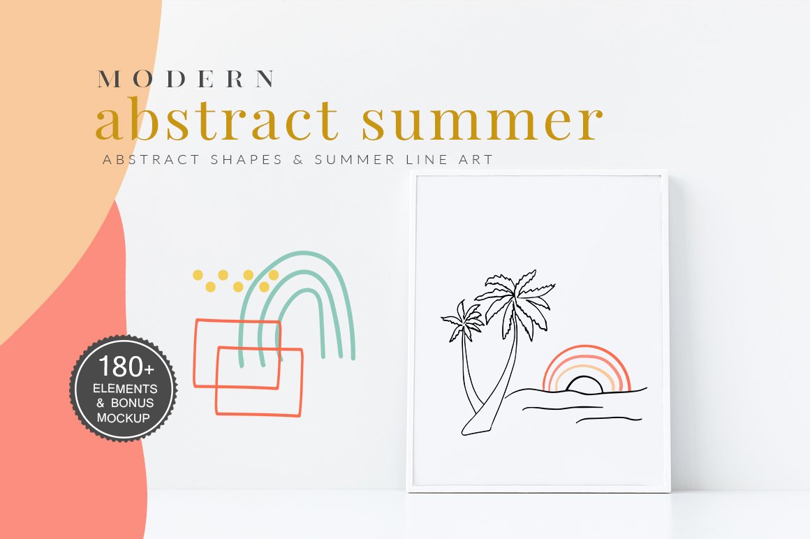 Summer Line Art and Abstract Shapes Collection