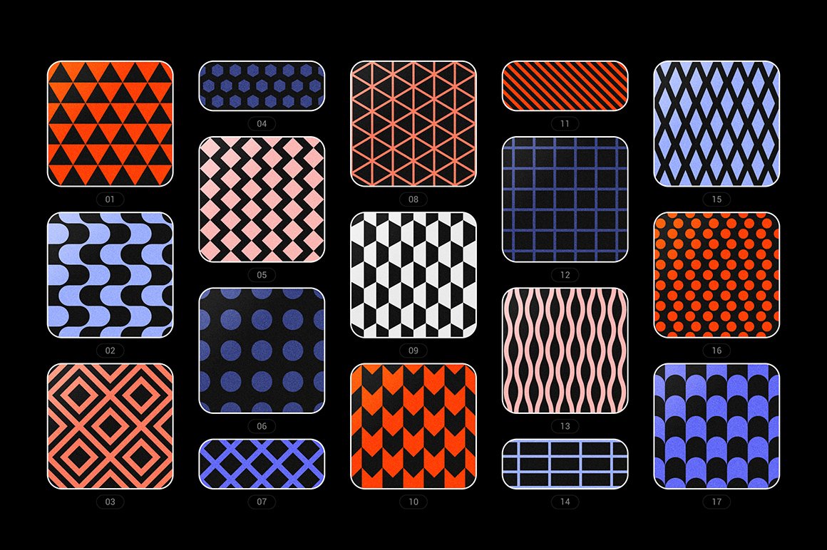 Vibrant Geometric Seamless Patterns Collection
