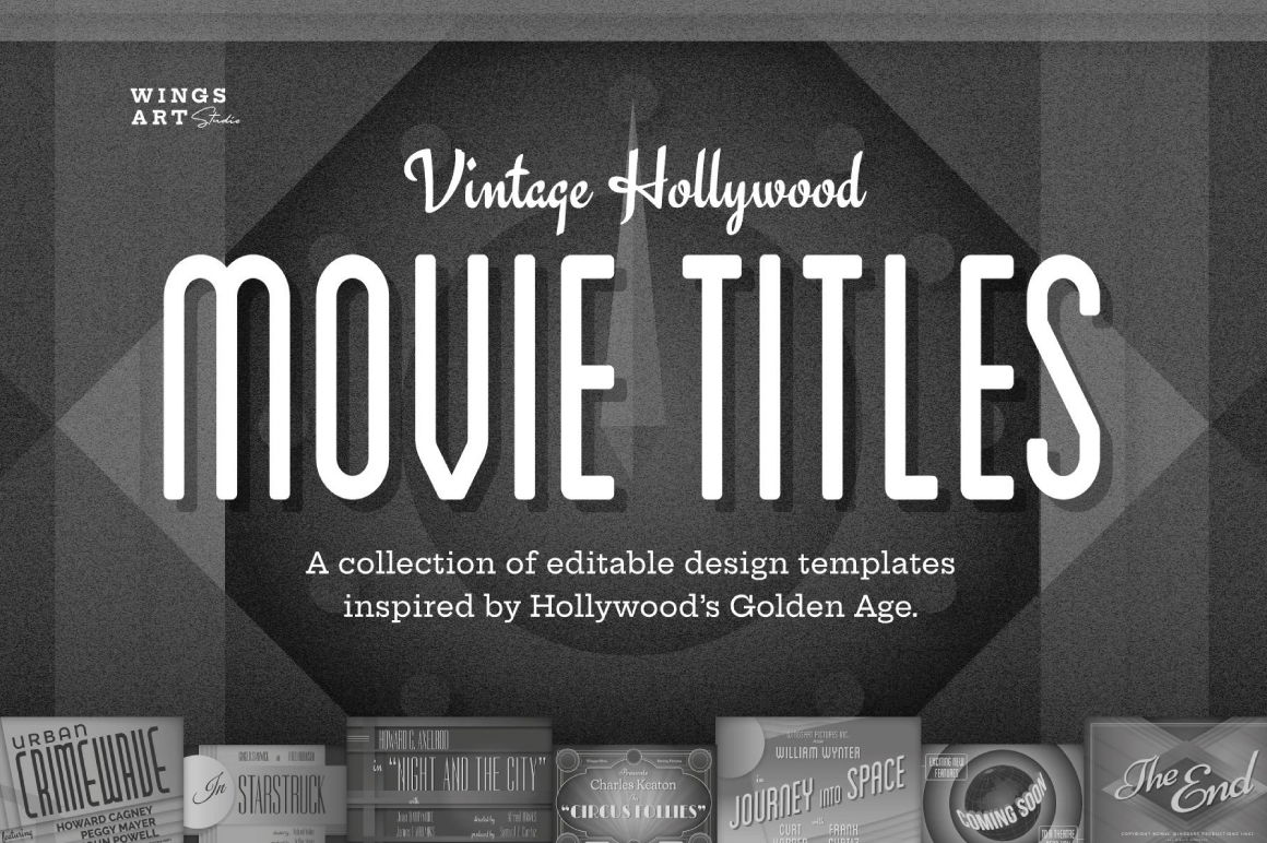 Vintage Hollywood Movie Title Templates Design Cuts