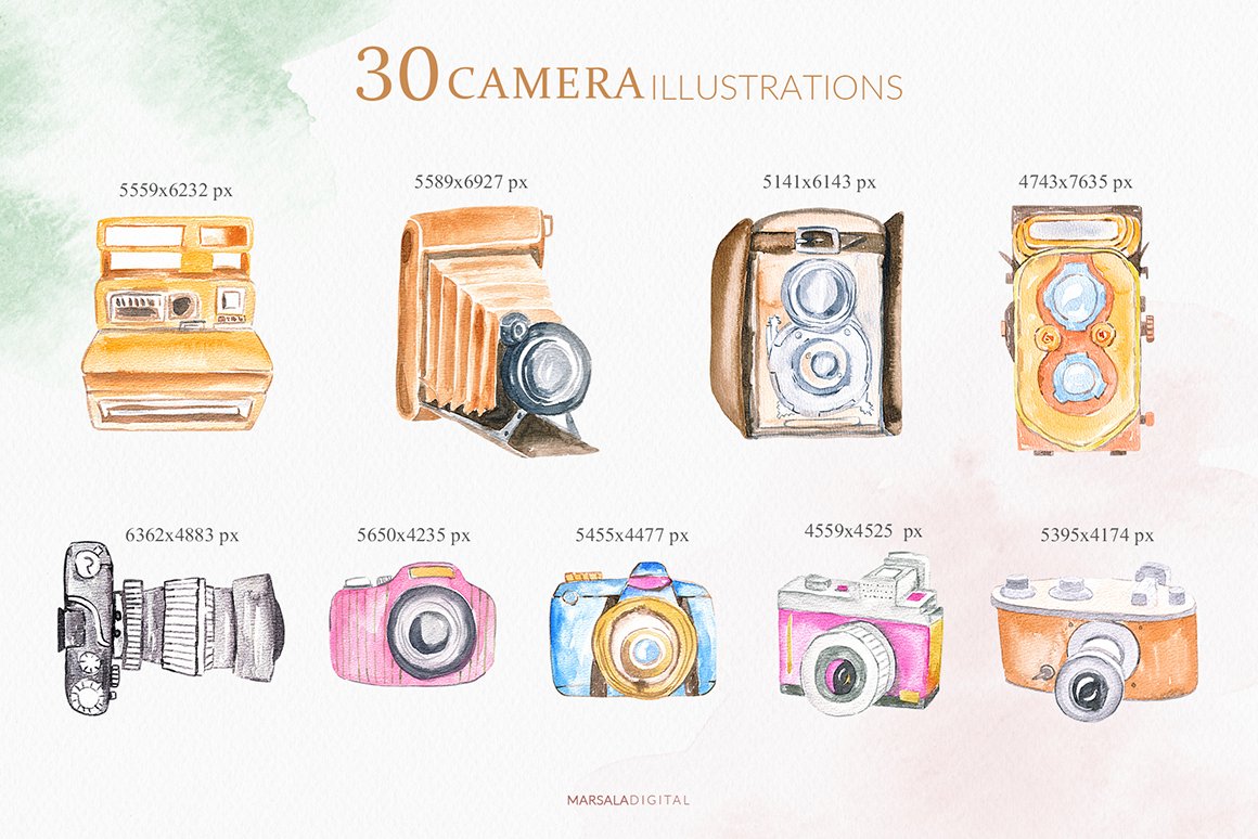 Watercolor Cameras Collection