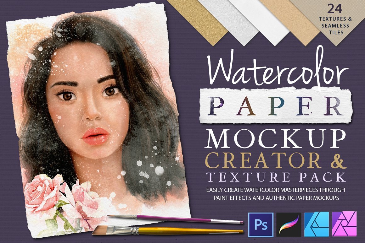 Watercolor Paper Mockup Creator & Texture Pack