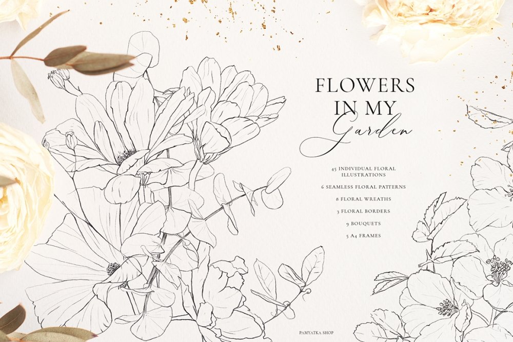Alstroemeria Flowers in Vase Still Life Pencil Drawing