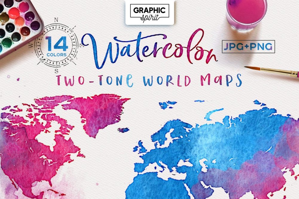 Watercolor Maps - Two-Tone Pack - Cuts