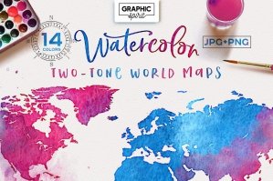 Watercolor Maps - Two-Tone Pack
