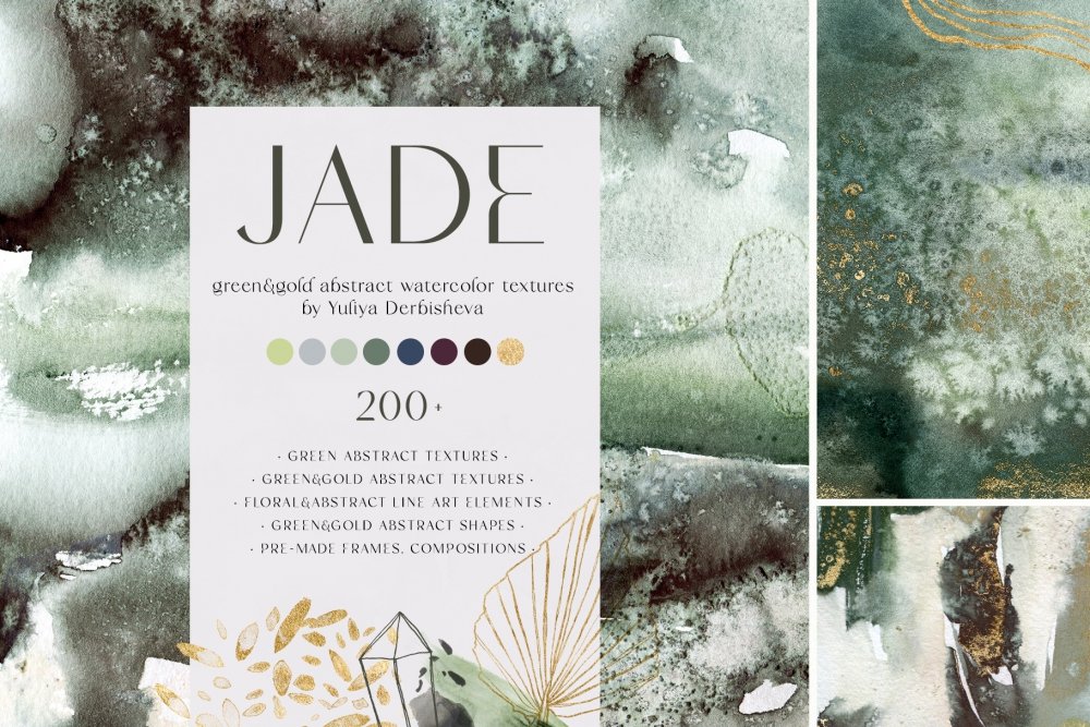 Watercolor Design Elements And Backgrounds Gold Handpainted