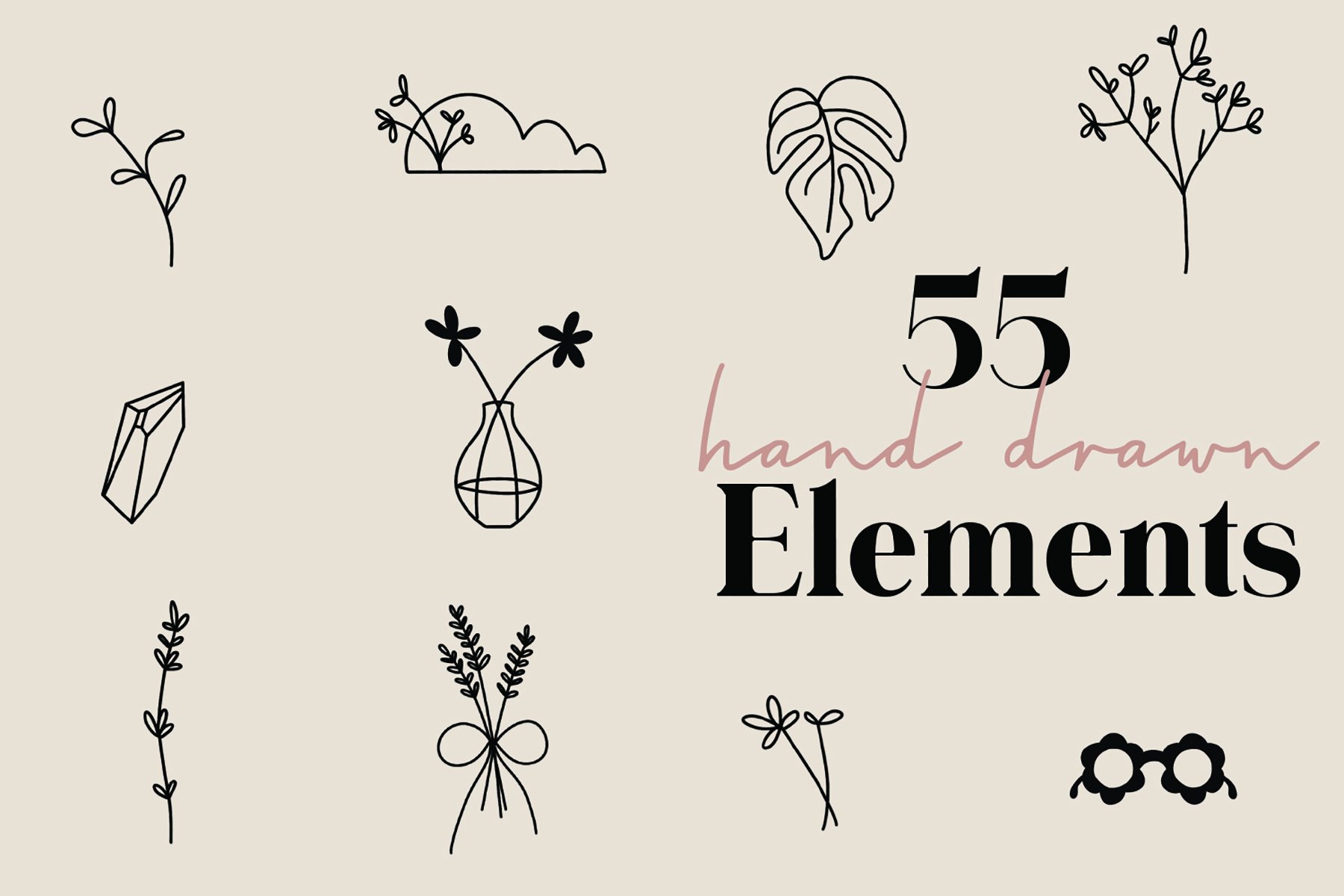 55 Hand Drawn Elements - Design Cuts