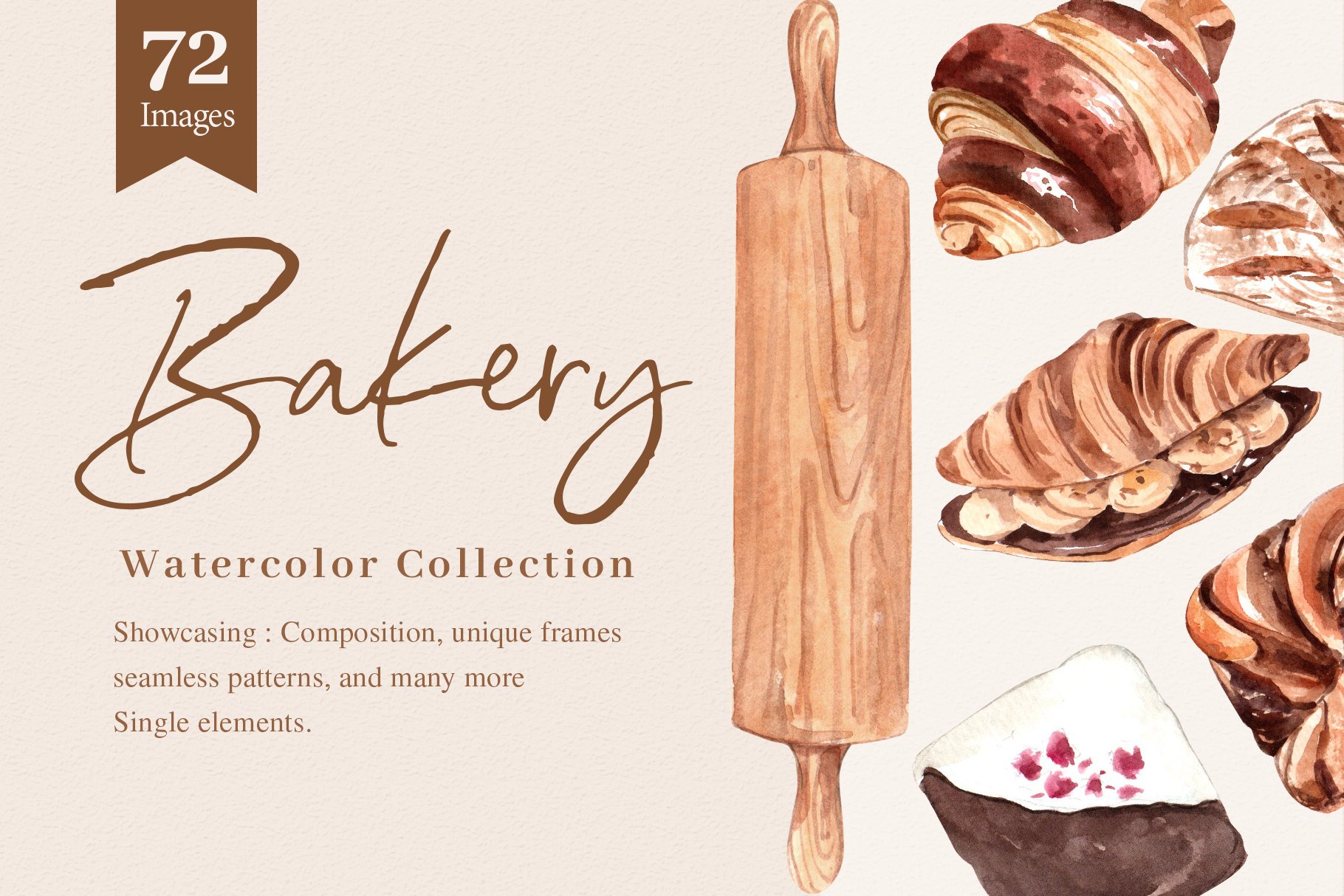 Bakery Bake Homemade Watercolor illustration