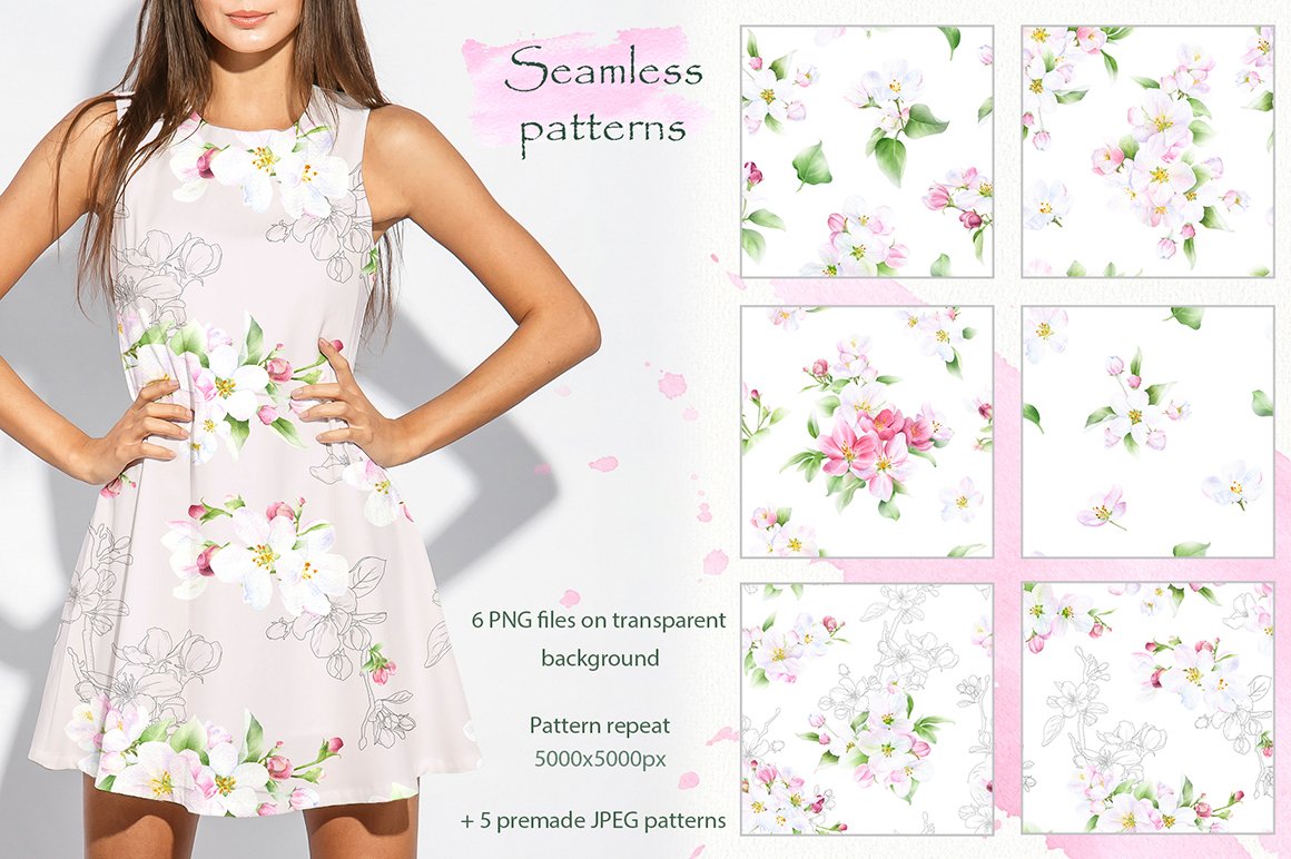 Blooming Spring Hand Drawn Watercolor Collection