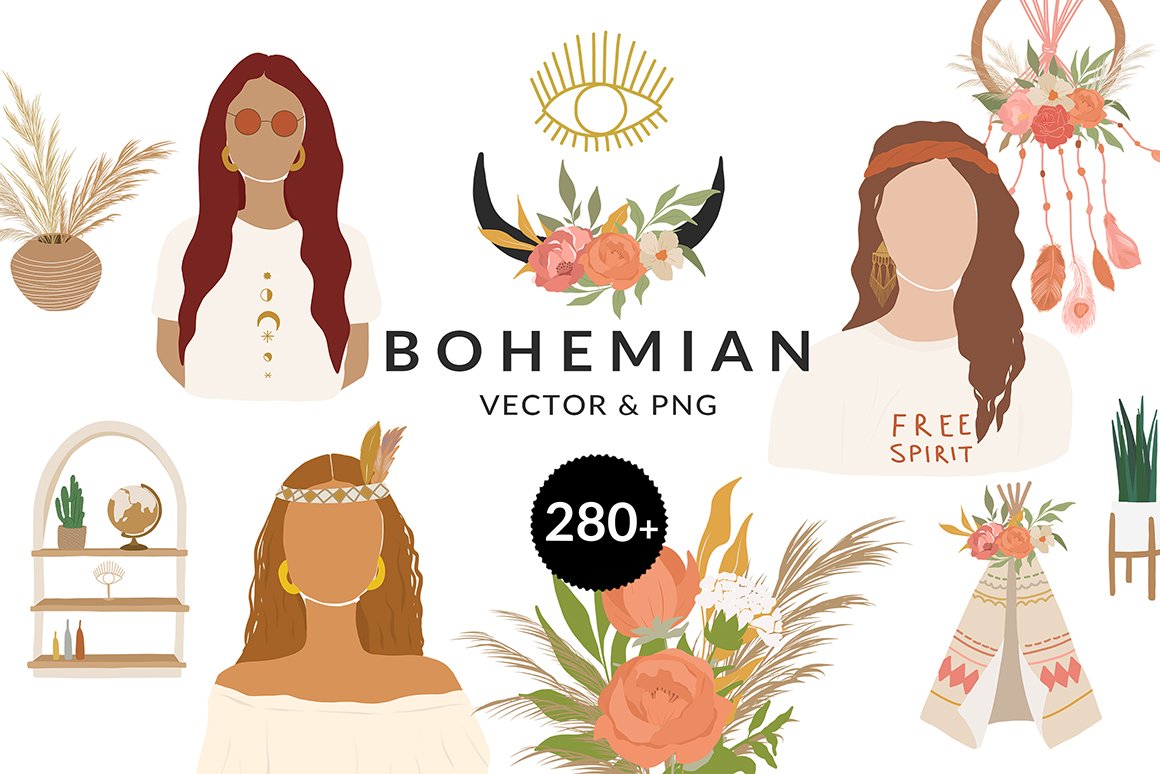 Bohemian Women Illustrations Collection